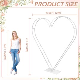 ZpigToor ZpigToor 7FT Metal Heart Arch Double Heart Shaped Balloon Stand Wedding Arch for Proposal Ceremony Valentine's Day Birthday Party Baby Shower Decoration (White)
