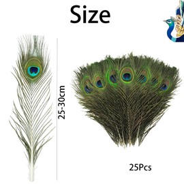 25Pcs Peacock Feathers, Large Feathers, Natural Feathers, Peacock Tail Feather for Wedding, Christmas Party Decoration, Vase Decoration Feathers, Peacock Costume, DIY Art & Craft