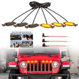 Led Grill Lights fit for 2019 2020 2021 2022 2023 Jeep Wrangler JL JLU Rubicon Sahara Sport Front Grille Grills Light Front Headlights Wrangler JL Jlu 2018-2023 Amber Accessories (JL Amber LED 6PCS)