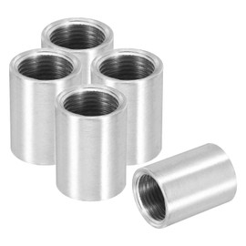 PATIKIL 3/8" NPT Female Weld Coupling, 5 Pack 304 Stainless Steel Threaded Half Coupling Weld On Bung Fittings Connector for Pipe Fuel Tank