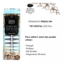 Maria Cibeles Royalty Tips Press On Para Uñas, 240 Pzs. Elige Color. Mc Royalty Cristal