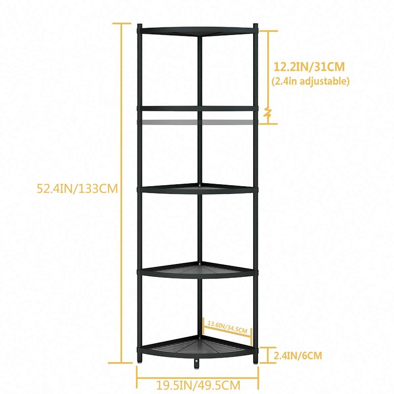 MAGCOLOR 5-Tier Kitchen Corner Shelf Rack, Free Standing Pot Rack
