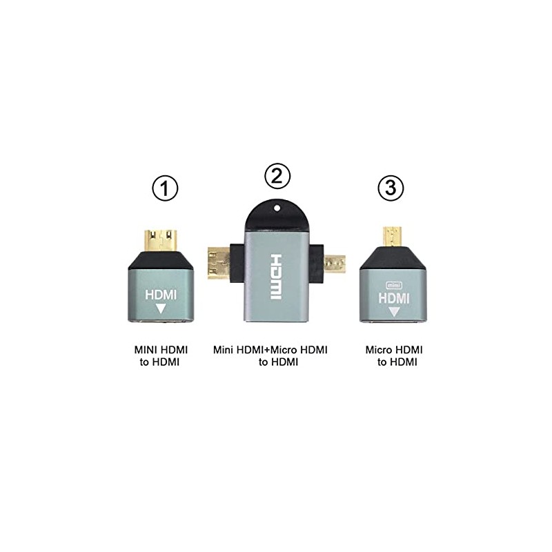 NFHK 3pcs/Set Micro & Mini HDMI to HDMI Compatible 1.4