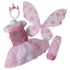 Girls Pink Sparkle Unicorn Pegasus Basic Dress Up Set Size 3-5 Years