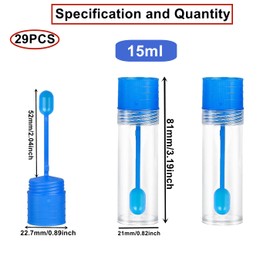 HUAZIZ Pack of 29 Dog Poop Sample Tubes, 15 ml Chair Sample Tubes, Cats and Dogs Waste Tubes with Spoon for Pets for Testing