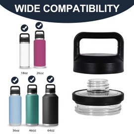 Screw Top Lid Replacement 2 Pack for YETI Rambler Bottle 18/26/36/46/64oz-Compatible with YETI Chug Cap Replacement Lids，Leak-Proof, Durable & Dishwasher-Safe