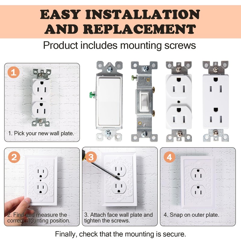 2 Pack Light Switch Cover Plate, Toggle Modern Decorative Outlet