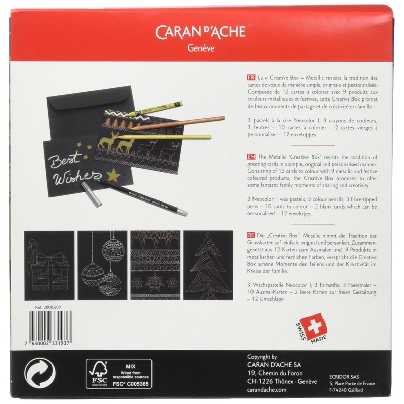 Caran D'Ache Mtallic Creative Box : Metallic Christmas Card set