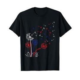 America Costume Red Blue White Cute Dandelions 4th Of July T-Shirt for Women Kids Men