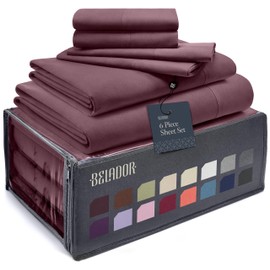 BELADOR Silky Soft Cali King Sheet Set -Luxury 6 Piece Bed Sheets for California King Size Bed, Secure-Fit Deep Pocket Sheets with Elastic, Breathable Hotel Sheets & Pillowcase Set, Wrinkle Free