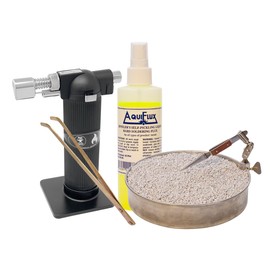 Complete Jewelry-Maker's Soldering and Pickling Kit with Annealing Pan, Third Hand Clamp, Flux, Tweezers, and Micro Melting Torch