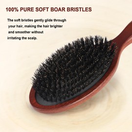 BESTOOL Hair Brush, 100% Pure Boar Bristle Hair Brush for Women Men Children, Natural Bristles for Thin and Fine Hair, Slick Back Hair Brush, Restore Shine and Texture