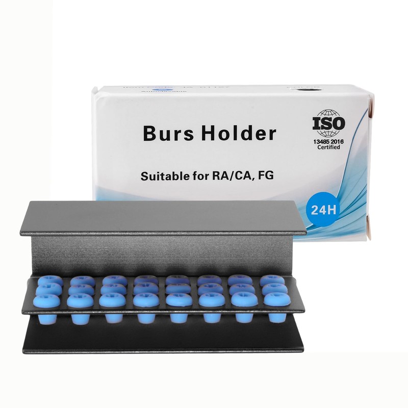 2pcs 24 Holes Burs Holder Block Case with Silicone Autoclavable