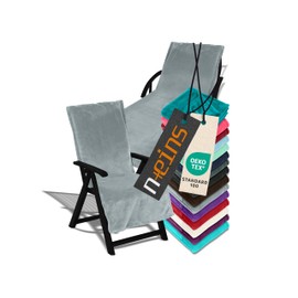 npluseins Cushion for Garden Furniture - Protective Cover with Hood - Fleece 1521.2199 Garden Chair Approx. 60 x 130 cm Grey