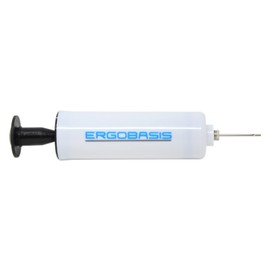 Ergobasis Ball Pump for Needle Valves of Balls, Compact Portable Size, White with Blue Logo