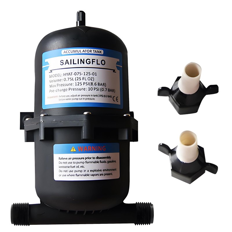 Pre-Pressurized Accumulator Tank – 0.75L Volume, 125 PSI, Quiet Operation,