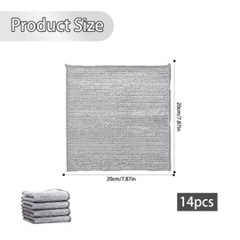 14Pcs Microfiber Cleaning Cloth, Scratch-Resistant Multi-Purpose Metal Wire Dishwashing Rag, Reusable Magnifying Wire Silver Polishing Cloth, Suitable for Cleaning Both Wet and Dry Kitchens