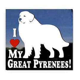 I Love My Great Pyrenees Dog Vinyl Window Decal Sticker