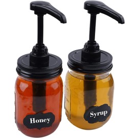 GLUKIEWT Mason Jar Syrup Dispenser Pump Lids For Regular Mouth Jar (2 Pack) Coffee Syrup Dispenser Food Grade,Airtight & Leak & Rust Proof Dispenser Pump Lids (Jar Not Included)