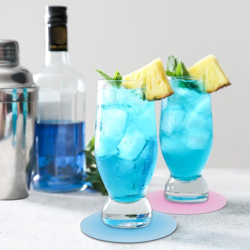 Colorful Acrylic Coasters Set - 5Pcs Round Non-Slip Table Coasters,