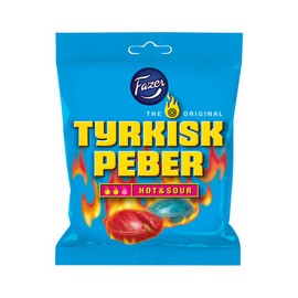 Fazer Tyrkisk Peber Hot & Sour - Original - Finnish - Fruit - Pepper - Salmiak - Salmiac - Salty Licorice - Liquorice - Candies - Sweets - Bag 150g