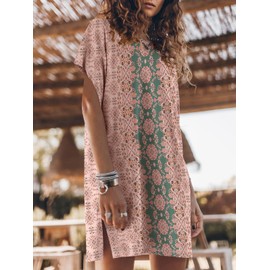 ANRABESS Women’s Summer T Shirt Dress 2025 Beach Vacation Travel Outfits Casual Simple Soft Mini Sundress Cover Up Clothes Floral 07 Large