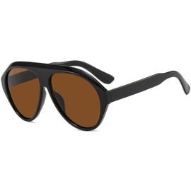 Kashm Retro Oversized Aviator Sunglasses for Women Vintage Trendy 70s Large Aviators Sun Glasses UV Protection Black Brown