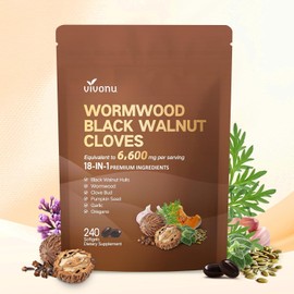 18-in-1 Black Walnut Wormwood Cleanse for Humans, 80 Day Supply, Serving, Rapid Gut Cleanse & Digestive Health with Clove, Garlic, Turmeric, Pumpkin Seed, Oregano, Berberine & More 240 Softgels