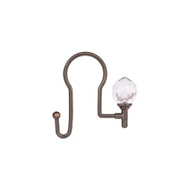 Shower Hooks - Double Shower Curtain Rings for Bathroom - Rust Proof Shower Curtain Hooks for Shower Curtain or Liner - Shower Curtain Rings with Crystal Design - Set of 12, Oil Rubbed Bronze