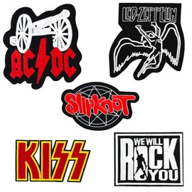 Pack of 5 Hard Rock Band Patches, Heavy Metal Patch for Sewing/Iron-on Jackets, T-Shirt, Jeans