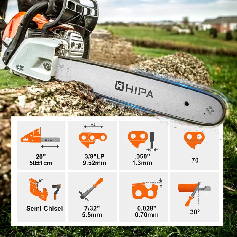 Hipa（2 pack）E70 20 Inch Chainsaw Chain For Echo CS-590 CS-600