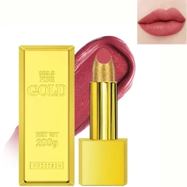 BEUKING Gold Lipstick Velvet Nude Red Pink Lip Tint Non-Smudge High Pigment Not Fade Smooth Long-Lasting Wear Non-Stick Cup Waterproof Matte Lady Lip Gloss for Girl Women Lady Daily Lip Makeup (#4)