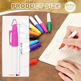 PATIKIL 50 Pcs Mini Permanent Markers with Clips Golf Ball Markers Pen Badge Ink Pens Golf Keychain Clips for Home Office Supplies Sports Outdoor Activities, Black Rose Red