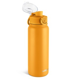 GOPPUS 20 Oz Insulated Stainless Steel Water Bottle BPA-Free Sports Water Bottle, Great for Travel, with Chug Lid - Leak & Sweat Proof with Anti-Dust Lid(orange)