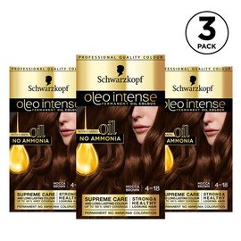 Schwarzkopf oleo Intense Hair Colour 3 Pack Permanent Oil Colour No Ammonia Covers Grey Mocha Brown 4-18