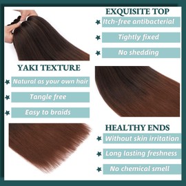 Menethe Hair Ombre Braiding Hair 28 Inch Ombre Natural Black To Brown 6 Packs Long braid Hair Extensions Professional Synthetic Braid Hair Crochet Braids, Soft Yaki Texture.(28Inch,T1B/30#).