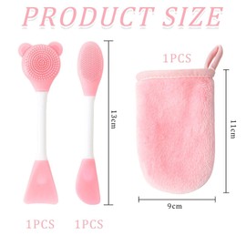 2 Pieces Double Head Mask Brush and 1 Piece Face Wash Gloves, Facial Cleansing Brush, Face Care Supplies, Beauty Accessories