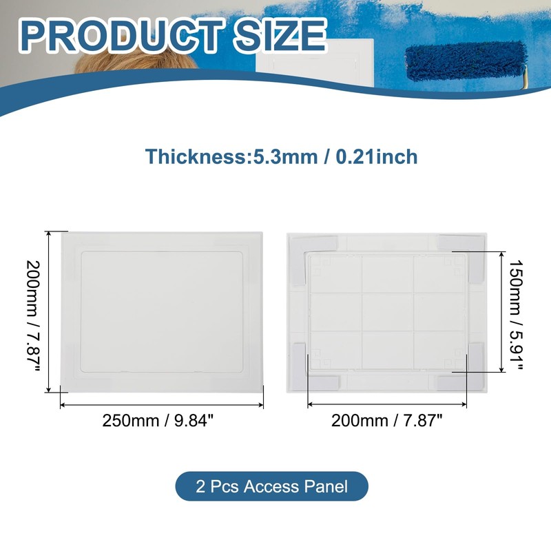 PATIKIL 8x6 Inch Self-Adhesive Access Panel, 2Pcs ABS Plumbing Access