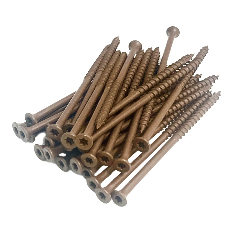 #10 × 4" Deck Screws – Brown Ruspert, Torx Drive