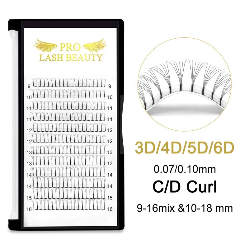 3D-D-0.10 Ready-Made Eyelash Fan 3D, 4D, 5D, 6D Pre-Faned Volume