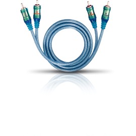 OEHLBACH Ice Blue RCA Cable 1.5 m – Audio Cable for Turntable, Home Cinema and HiFi System – Double Shielded RCA Cable Made of OFC – 2 x 1.5 m – Blue/Transparent