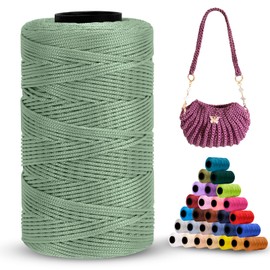 LEREATI Polyester Macrame Cord 1mm x 230m Polyester Yarn for Crocheting Braided Polypropylene Cord Crochet Bag Cord Macrame Yarn for Crocheting, Handbag, Beading, DIY Crafts (Bean Green)