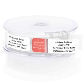 Modern Blessings Designer Rolled Return Address Labels with Elegant Plastic Dispenser