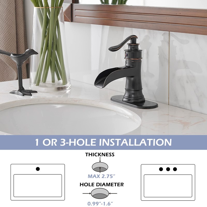 BWE Oil Rubbed Bronze Bathroom Sink Faucet with 1.2 GPM