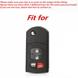 WFMJ Black Leather for Mazda 3 5 6 RX8 CX5 CX7 CX9 MX-5 Miata 3 4 Buttons Smart Remote Flip Key Fob Case Cover Chain (4 Buttons)