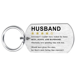 Alotozo 4-Star Rating Review Keychain for Husband - Funny Gifts for Him - Father’s Day, Birthday Gifts from Wife to Husband