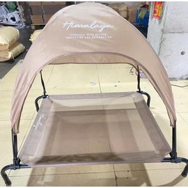 Elevated Dog Bed with Canopy, Large Outdoor Dog Bed with Removable Shade Tent, Stable Anti-Slip Feet, Raised Dog Cat Cot for Pets Camping Indoor Outdoor Brown (Brown-Large)