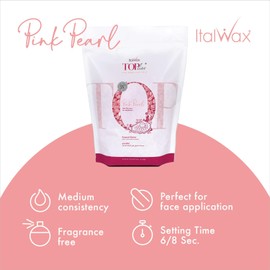 Italwax Top Line Pink Pearl Hard Wax 1.65lb (750g) – Semi-Creamy Shiny Pink Facial Wax for Sensitive Skin, Strong from First Pull, Highly Elastic for Precision Work – Made in Italy