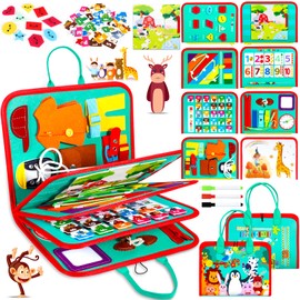 ZLPBAO Busy Board 9 in 1 Montessori Spielzeug ab 1 2 3 4 Jahre, Activity Board Baby 3D Filz Board Sensorisches Spielzeug, Babybücher aus Weichem Stoff Früh Lernen Lebenskompetenzen Lernspielzeug