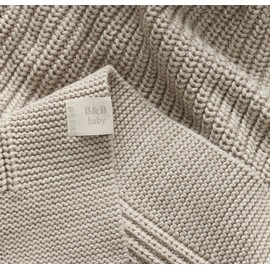 BOLL & BRANCH Ribbed Knit Baby Blanket - Heathered Oatmeal - Toxin-Free 100% Organic Cotton - Machine Washable - Soft, Breathable - 30” x 40”